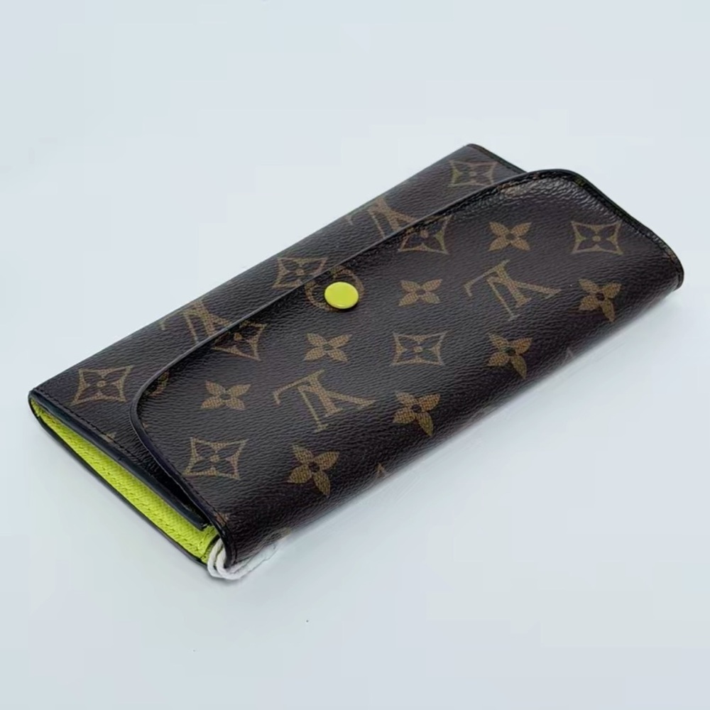 Pre Owned Louis Vuitton Monogram Canvas Wallet with Acid Yellow Accent - Picture 4 of 5